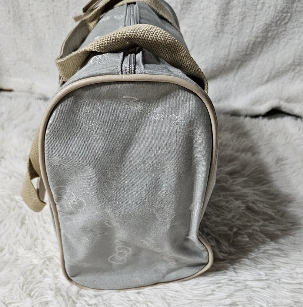 Hello Kitty by Sanrio 1976-2015 Gray & Tan Duffle Bag Overnighter Weekender VTG